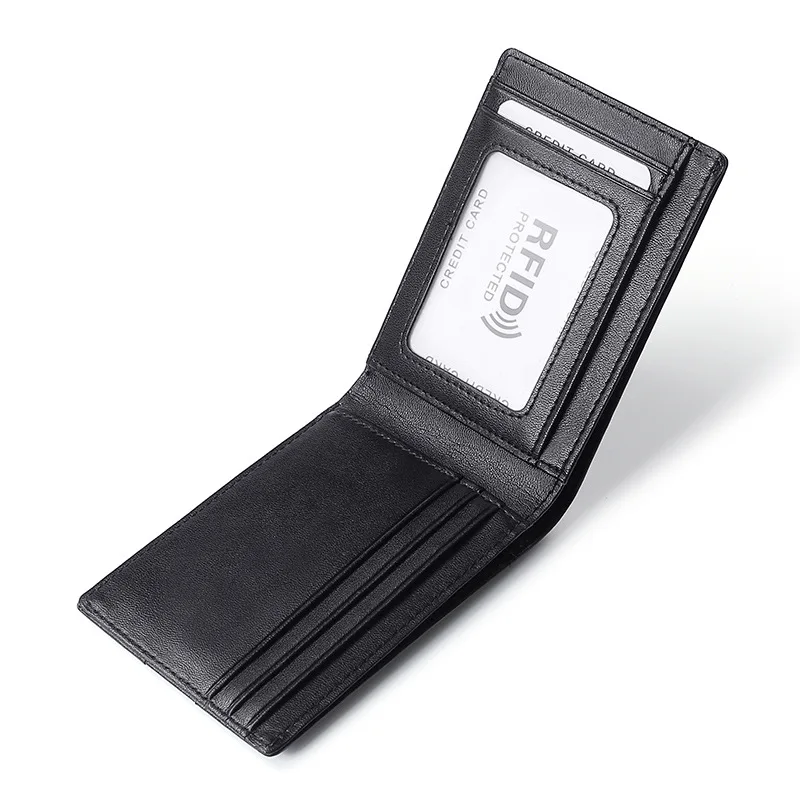 

Classic Short Genuine Leather Men Wallets RFID Fashion Coin Pocket Card Holder Men Purse Simple Quality Male Wallets