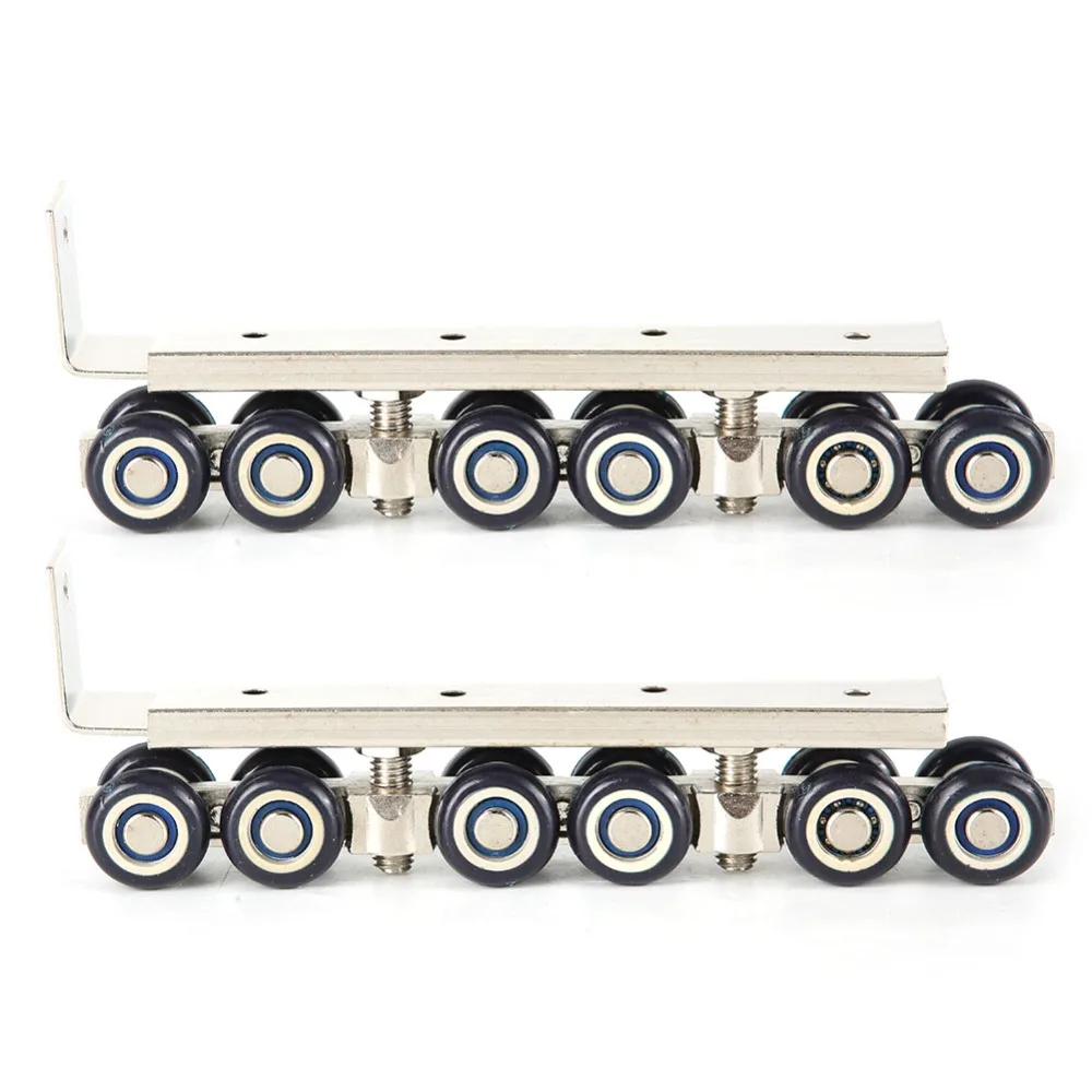 2pcs Sturdy Zinc Alloy Sliding Door Roller Silent Space Saving Door Gate Pulley Closet Hardware Kit Cabinet