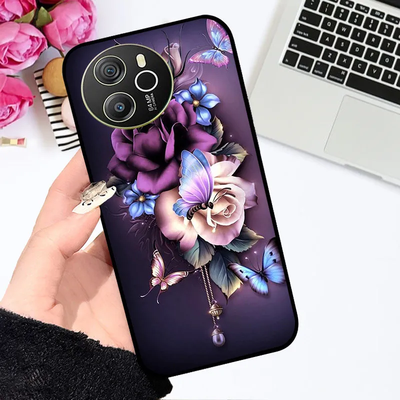 For Blackview Shark 8 4G Case Flower Painted Soft Silicone Phone Case For Blackview Shark8 Protect Shockproof Cartoon Cover