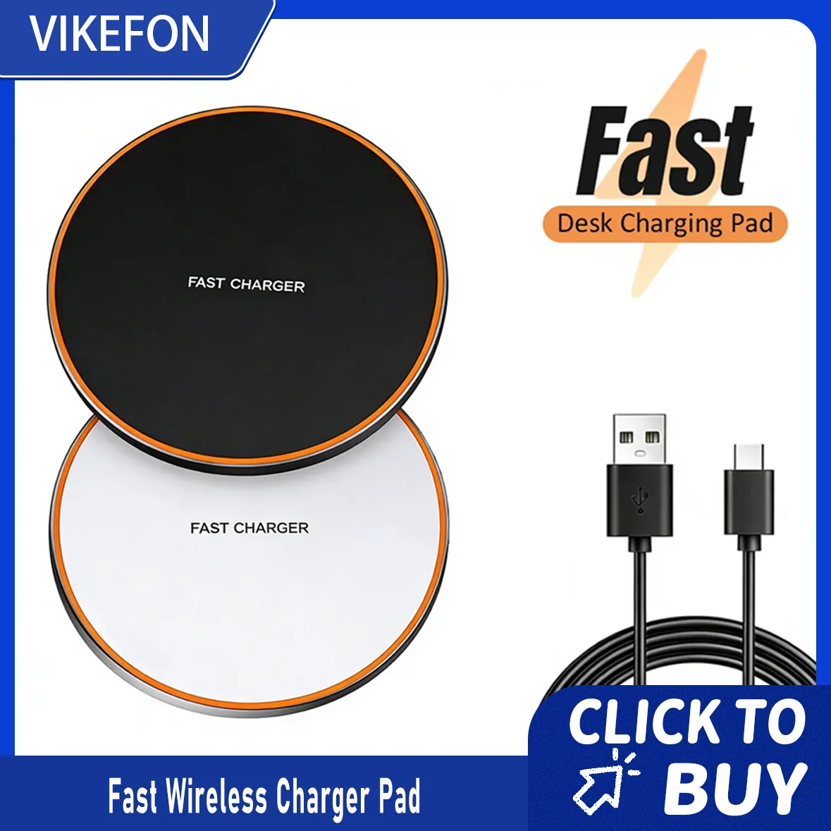 Desktop LED Wireless Charger Pad Phone Chargers For iPhone 17 16 15 14 13 12 Pro Aipods For Samsung Xiaomi Fast Charging Station