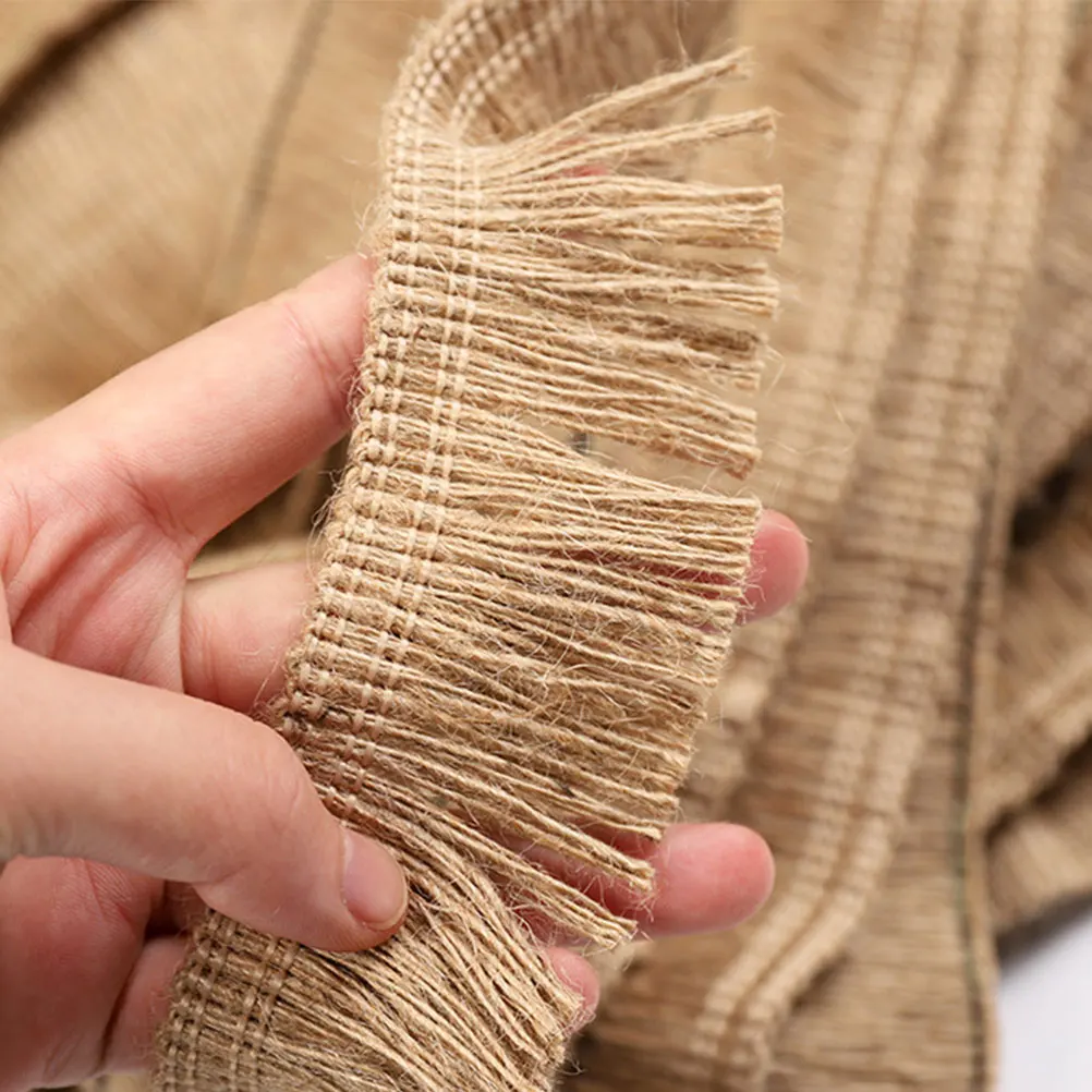 

Beaded Tassels Jute Rope Fan Pattern Lace Trim Ribbon 100% Hemp DIY Cloth Packing Bridal Bouquet Wedding Accessories Home Decor