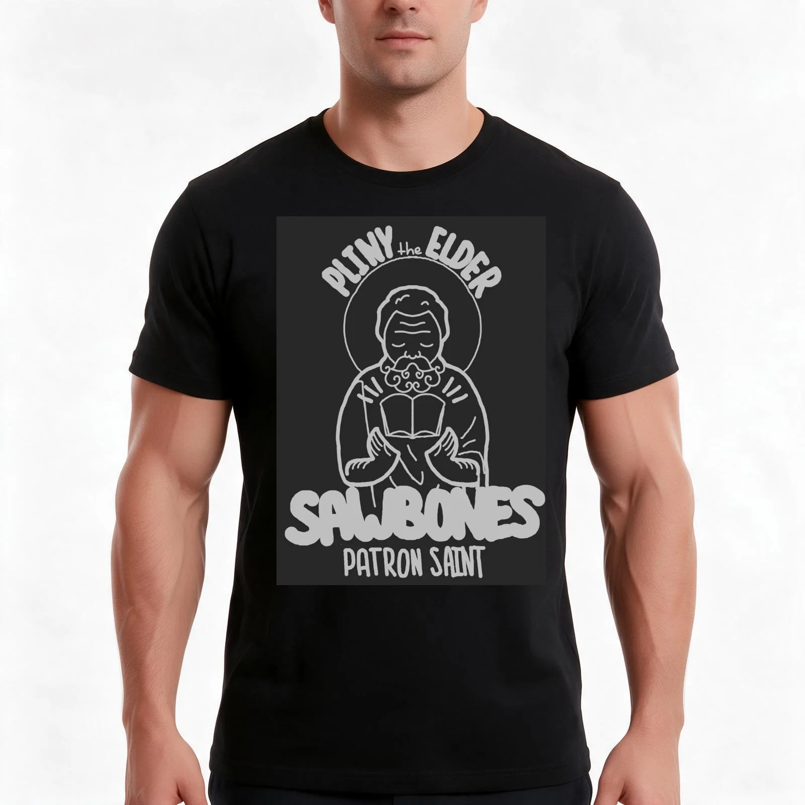 Pliny the Sawbones Patron Saint T-Shirt, Summer Casual Cotton Tee, Oversized Streetwear Tops, Vintage Graphic Print, 100% Cotton