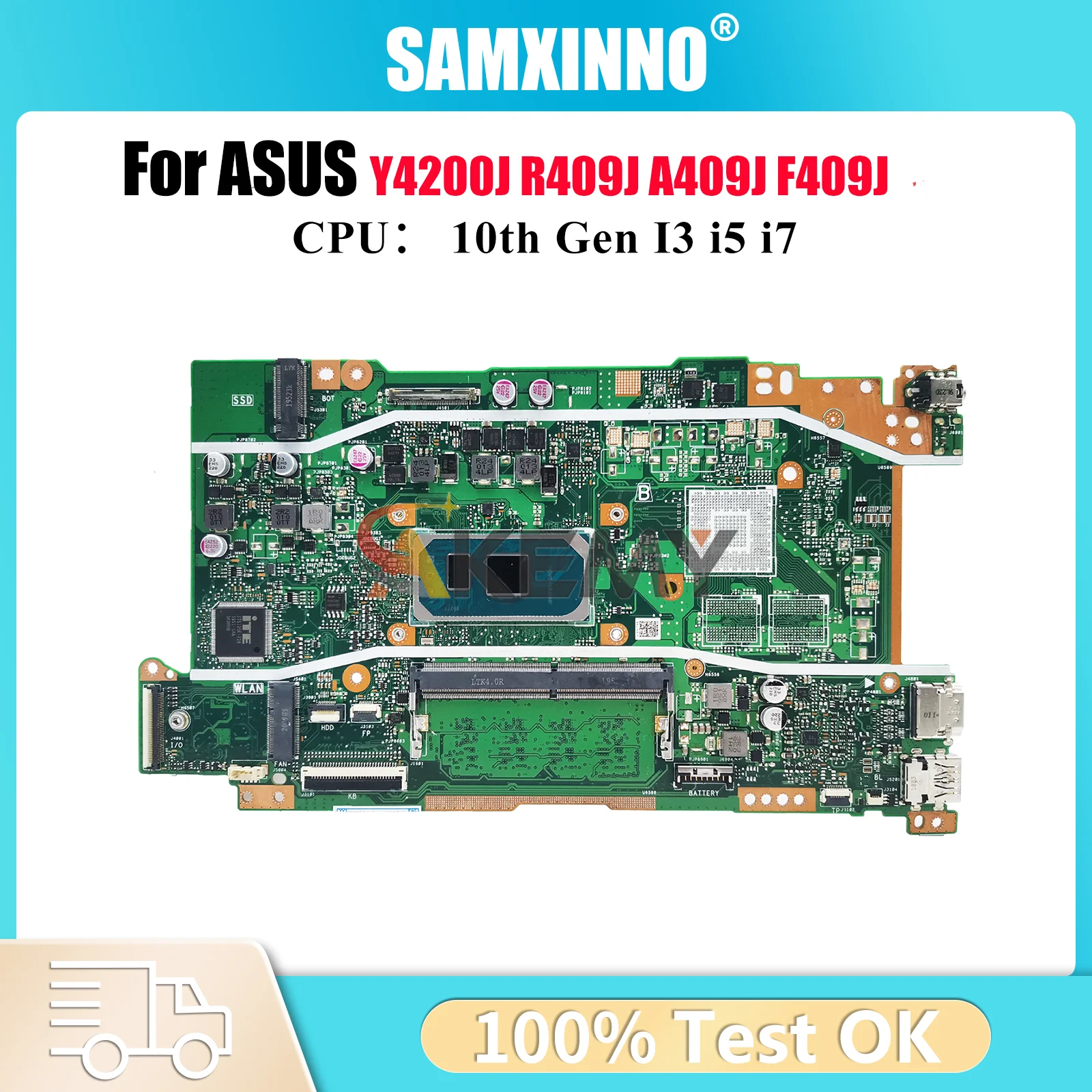 X409ja placa-mãe do portátil para asus r409j x409jp x409j y4200j x409jb f409j a409j mainboard 10th gen i3 i5 i7 100% testes ok stk