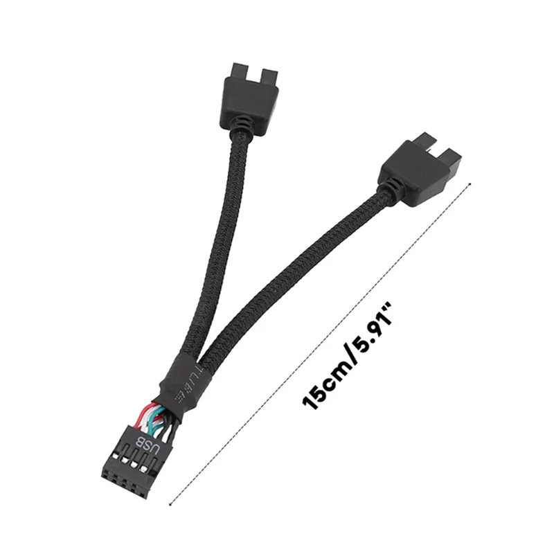 B24B 2 قطعة اللوحة الأم للكمبيوتر USB تمديد كابل 9 دبوس 1 أنثى إلى 2 ذكر Y الفاصل الصوت HD تمديد كابل للكمبيوتر DIY بها بنفسك