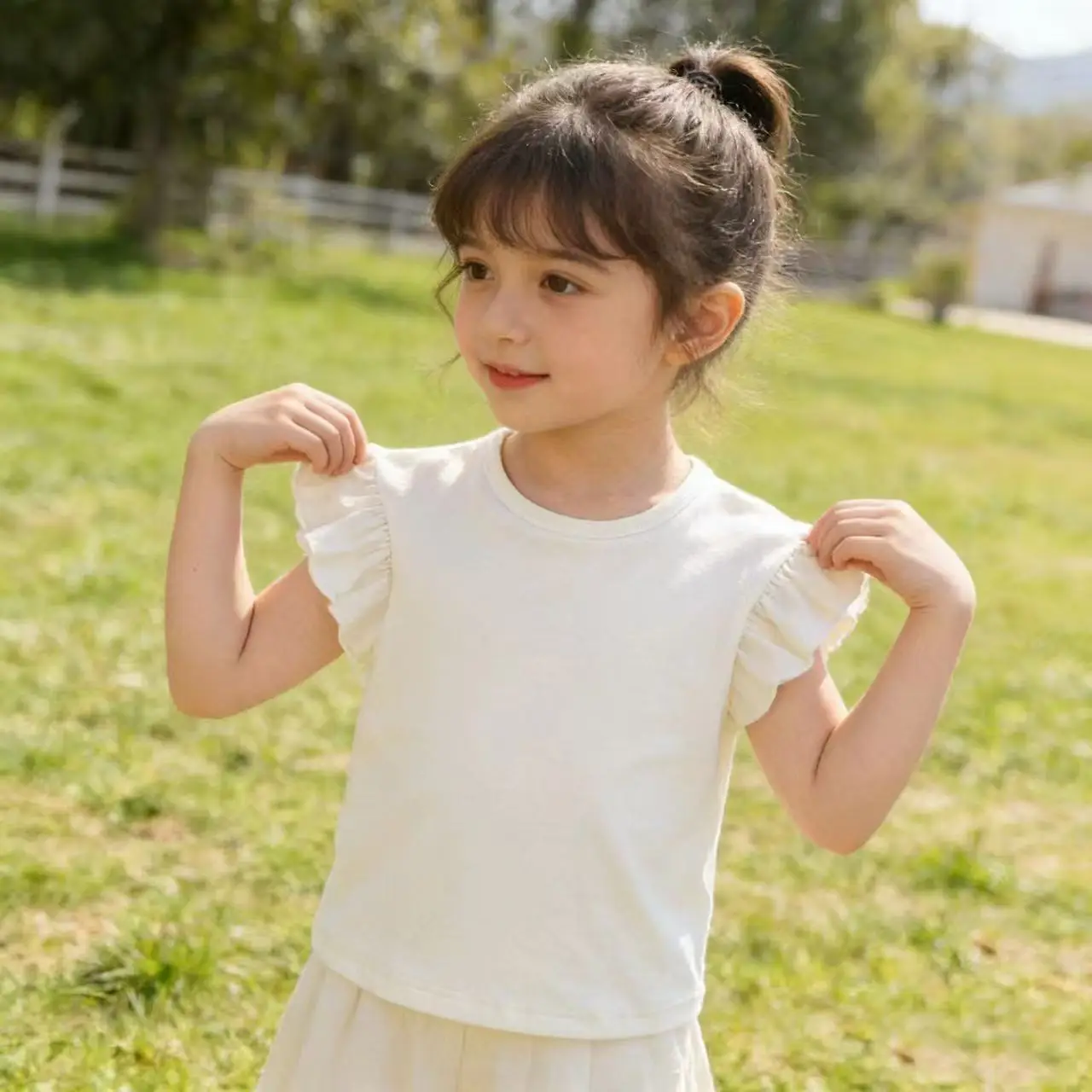 Girls' Pure Cotton T-Shirt 12M-15 Years Old Summer 2026 New Children Fashionable Summer Top