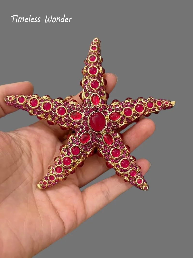 Timeless Wonder Fancy Crystal Glass Starfish Brooch Pins for Women Designer Jewelry Runway Top Gift Rare Trendy Classy 5255