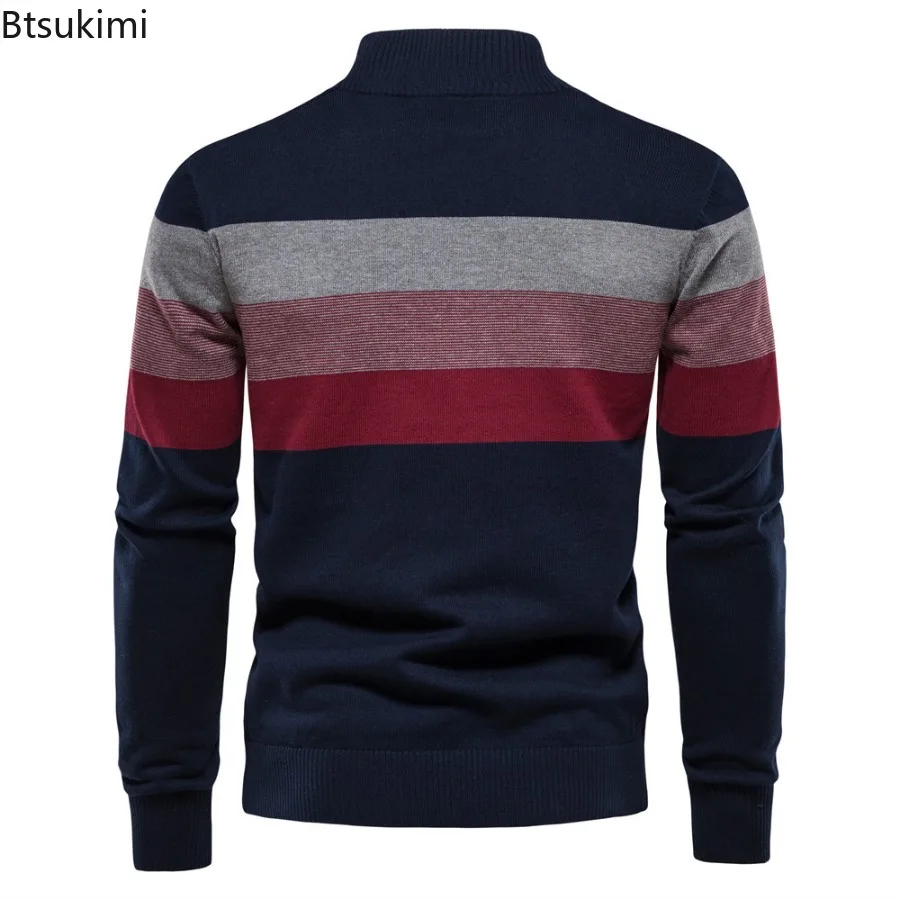 2025 New Men's Knitted Pullover Sweaters Business Casual Zipper Stand Collar Sweater for Men Autumn Winter Fashion Warm Sweaters