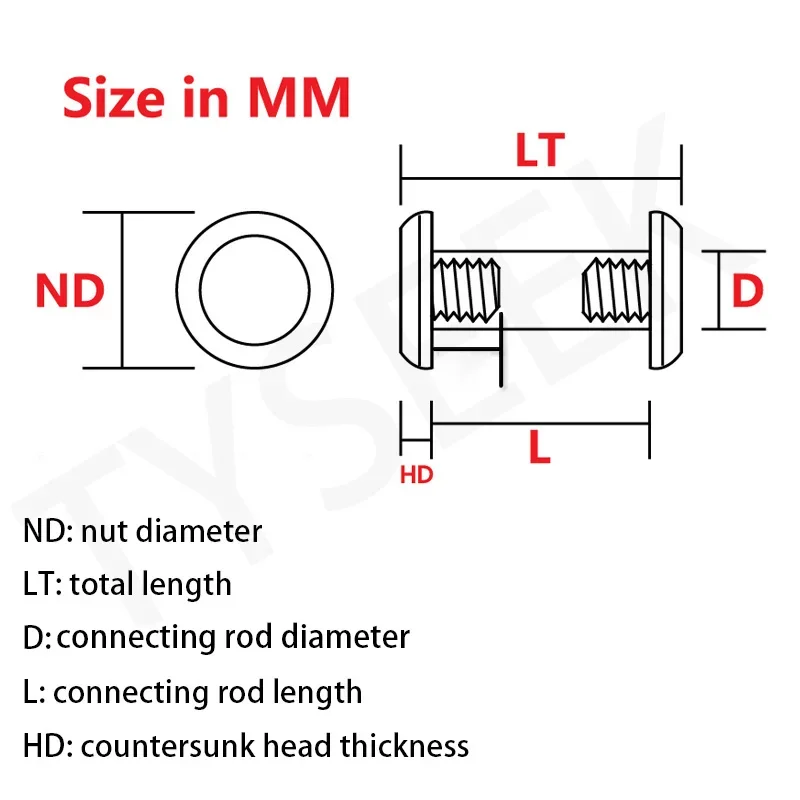 2Sets M4 Fastening Screw 416 Stainless Steel Hexagram Spindle Screw for DIY Knife Handle Making Furniture Mounting Rivet