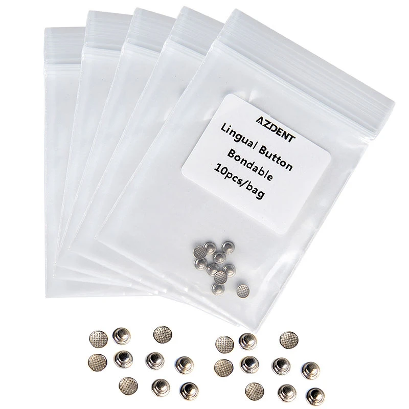 500 Stück AZDENT Dental Kieferorthopädischer Lingualknopf Monoblock MIM Runder Netzboden Klebbarer Metall-Zungenknopf 10 Stück/Packung – Detail 7