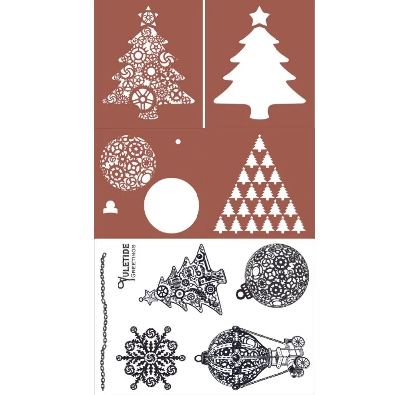 Christmas Collection Trees Ornament Circle Metal Cutting Stamps Stencil Scrapbooking Diary Decorate Embossing Diy Greeting 2024