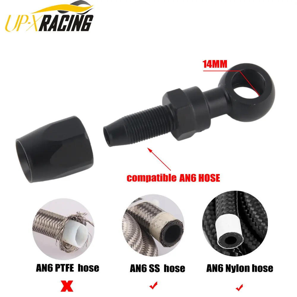 Auto motorrad hydraulische edelstahl nylon AN6 schlauch fitting banjo 12mm 14mm Montage