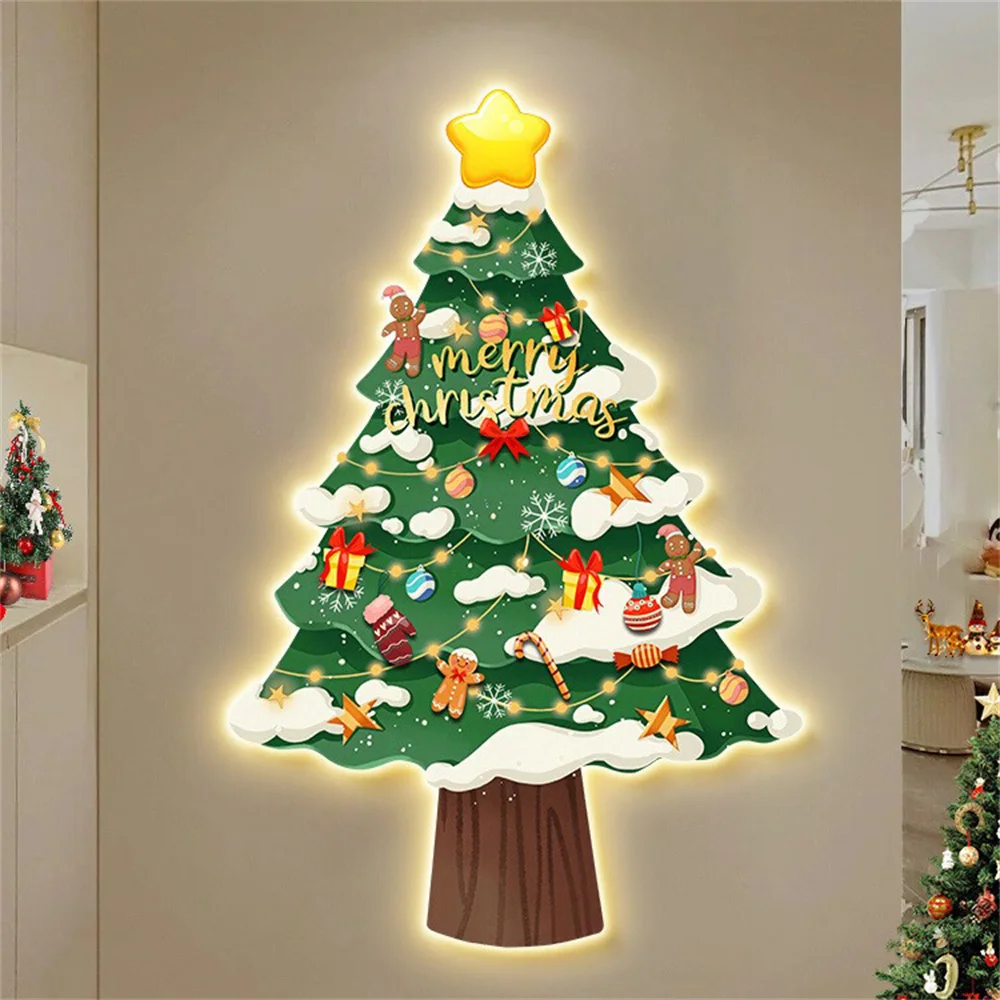 Christmas Tree Decoration Mural Wall Lamp Creative Home Decoration Cafe Bar Corridor Hallway Stairs Kids Art Ambient Night Light