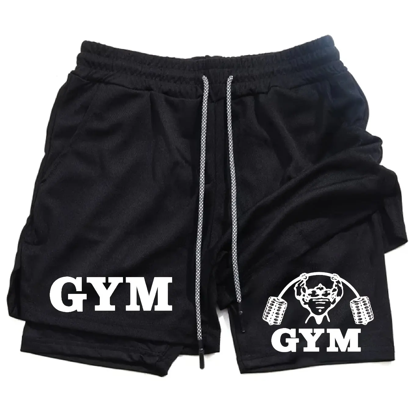 

Мужские летние двухслойные шорты 2-в-1, большие размеры 2026, спортивные шорты для бега, фитнеса, повседневной носки, стильные, дышащие, для бокса