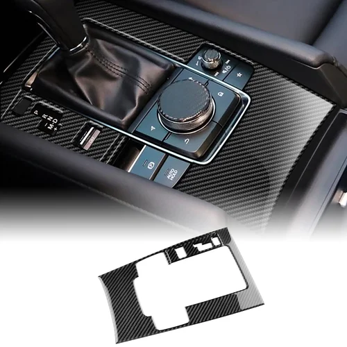 Imagen 2 del producto Para Mazda 3 Axela BP 2019 2020 2021 2022 2023 2024 2025 pegatina de fibra de carbono suave Real automática en Panel de cambio de marchas de coche embellecedor