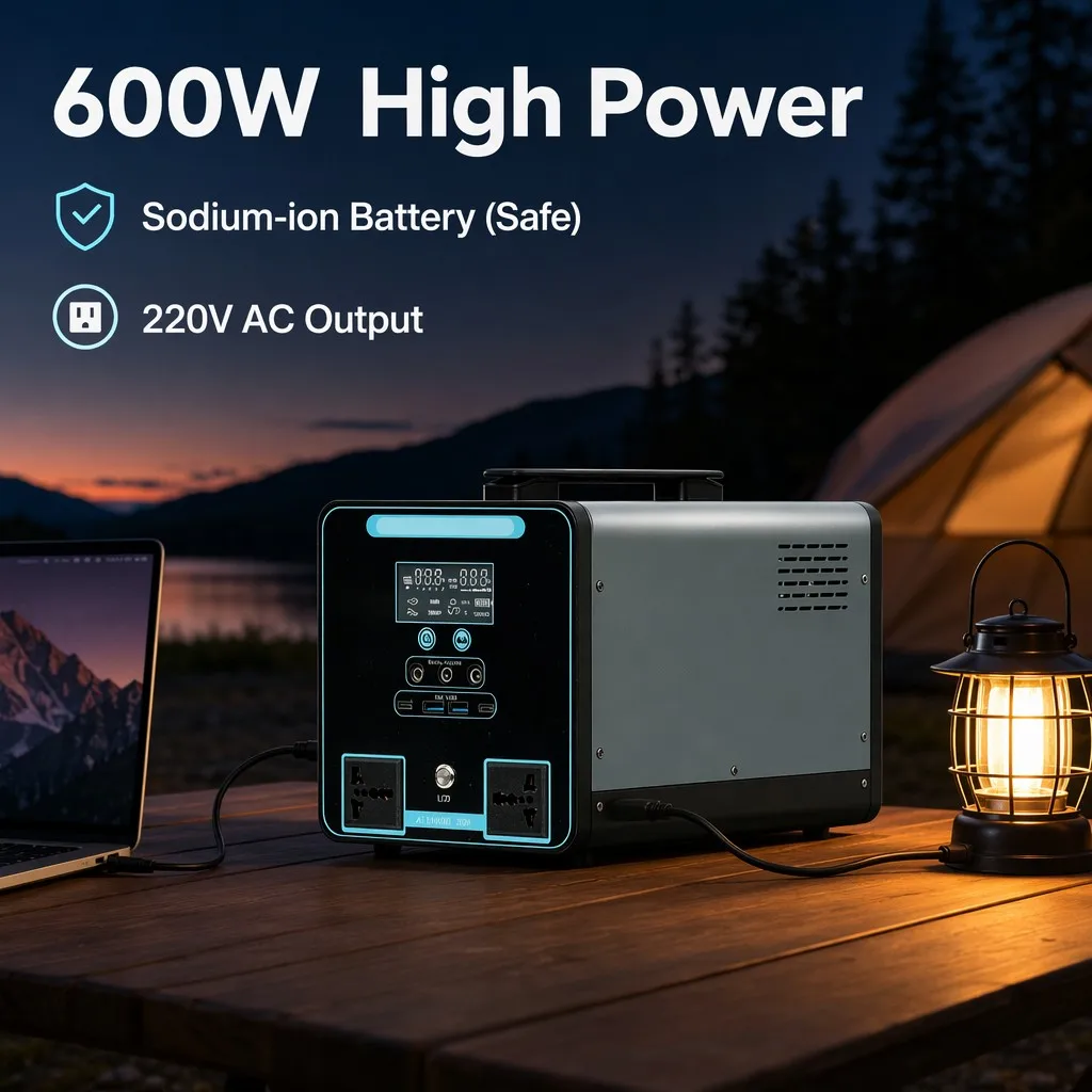 Outdoor Solar Portable Power Bank 600W Large Capacity 160000mAh Home Camping Inverter Emergency Backup