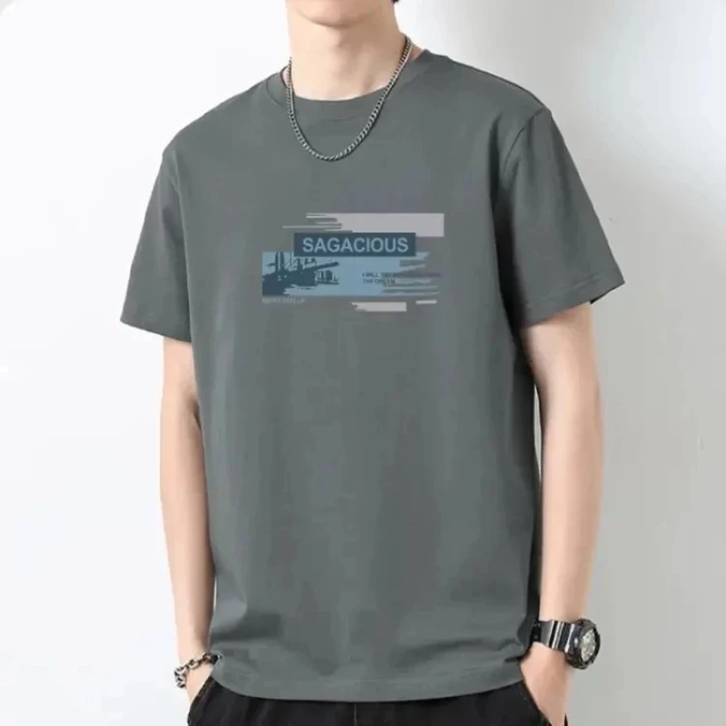 Modern Casual Men's Printed T-Shirt With Abstract Design For Everyday Wear Comfortable Breathable