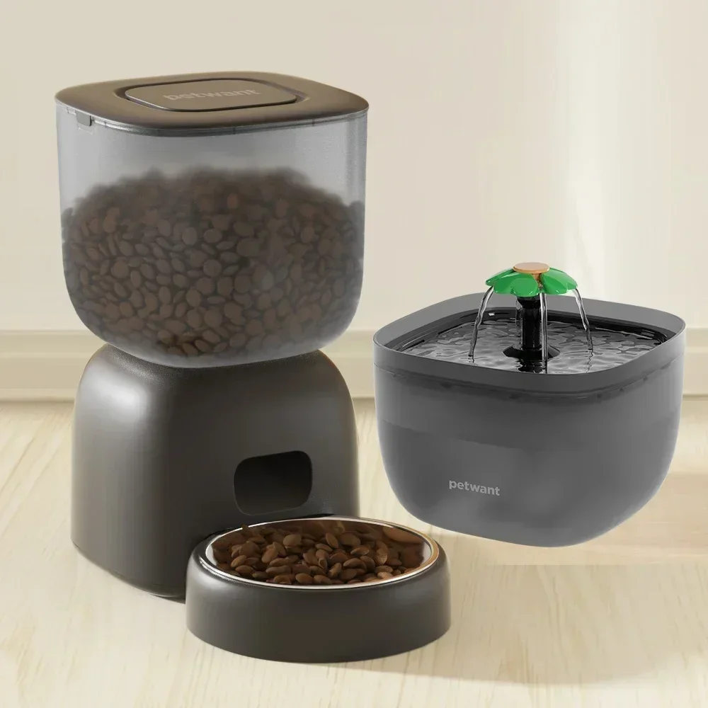 

Petwant Automatic Pet Food Water Feeder Combo Set With 3L Auto Pet Feeder and 2L Cat Water Fountain