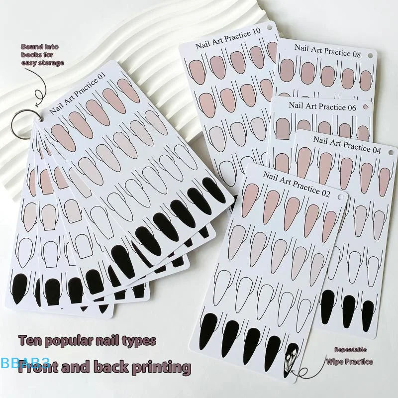 Watercolour Nail Art Practice PVC Paper Trapezoidal Oval Square Nail Shape Beginner's Practice Painting Double Sided Cardstock