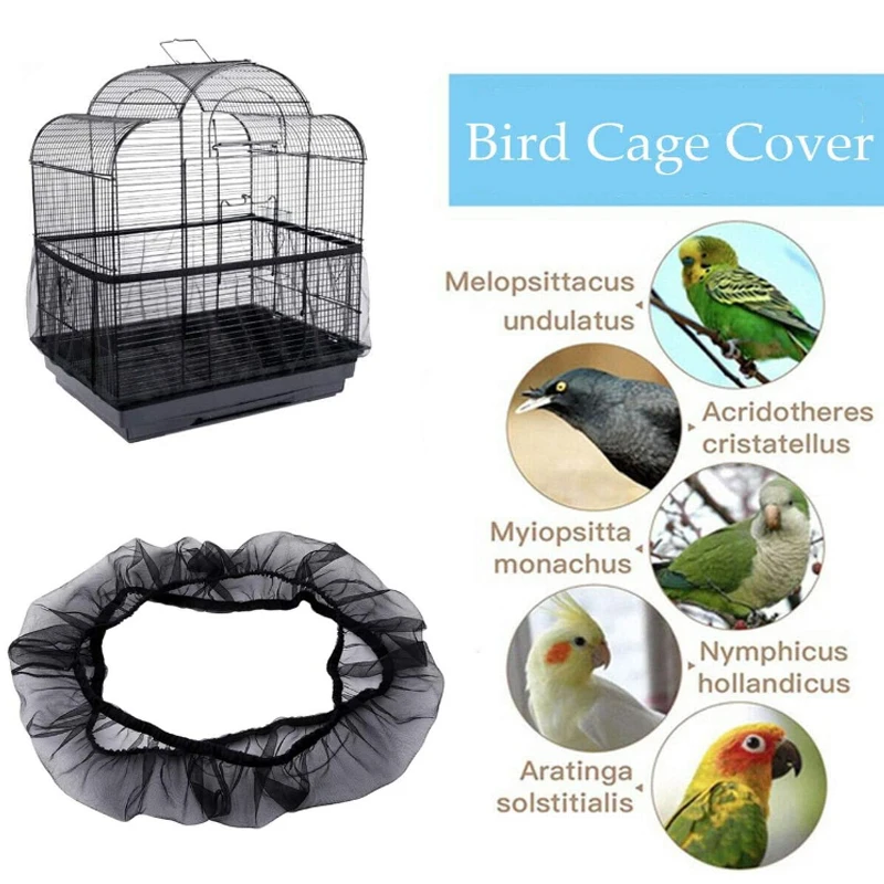 Hot 1pcs Universal Mesh Bird Cage Cover Shell Skirt Net Easy Cleaning Catcher Guard Bird Cage Stretchy Mesh Parrot Bird Cage Net