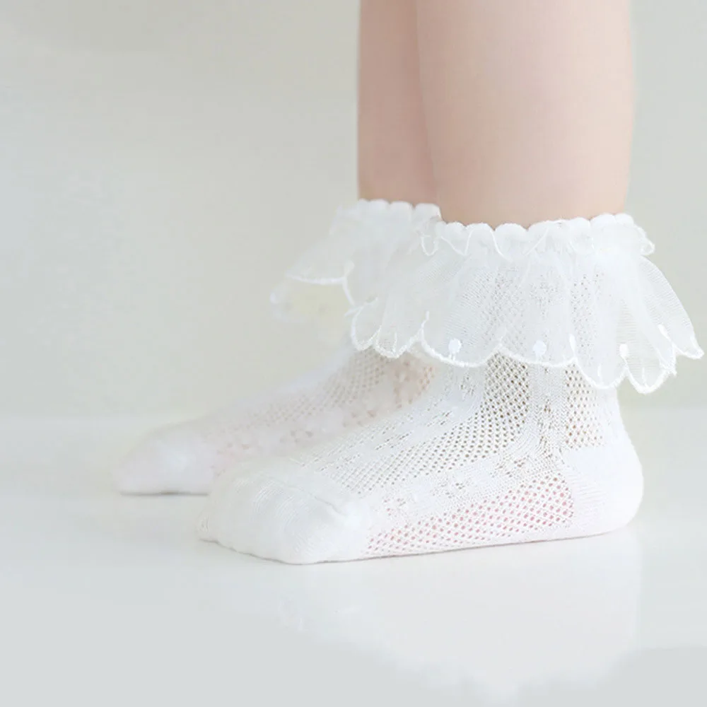 

Summer Mesh Cotton Lace Ruffle Frilly Cute Baby Princess Solid White Thin Socks for Girls Children Newborns Clothes Accessories