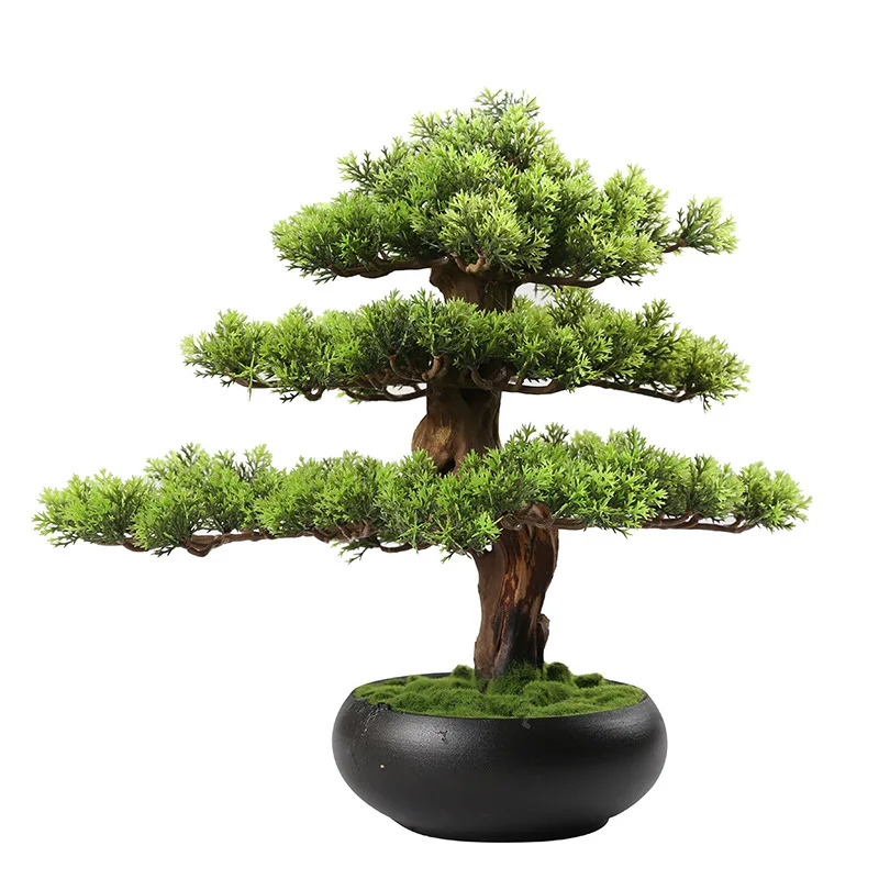 

Искусственное украшение в стиле дзен: сосна, имитирующая живую растительность, для гостиной, входа в отель, зеленые растения бонсай, маленькие горшечные растения, декор для рабочего стола.