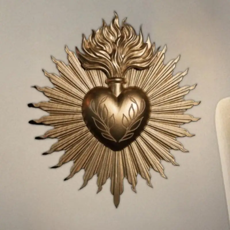 Sacred Heart Wall Art Resin Heart Wall Sculpture Spiritual Decor Catholic Home Decoration Religious Art Hangable for Sacraments