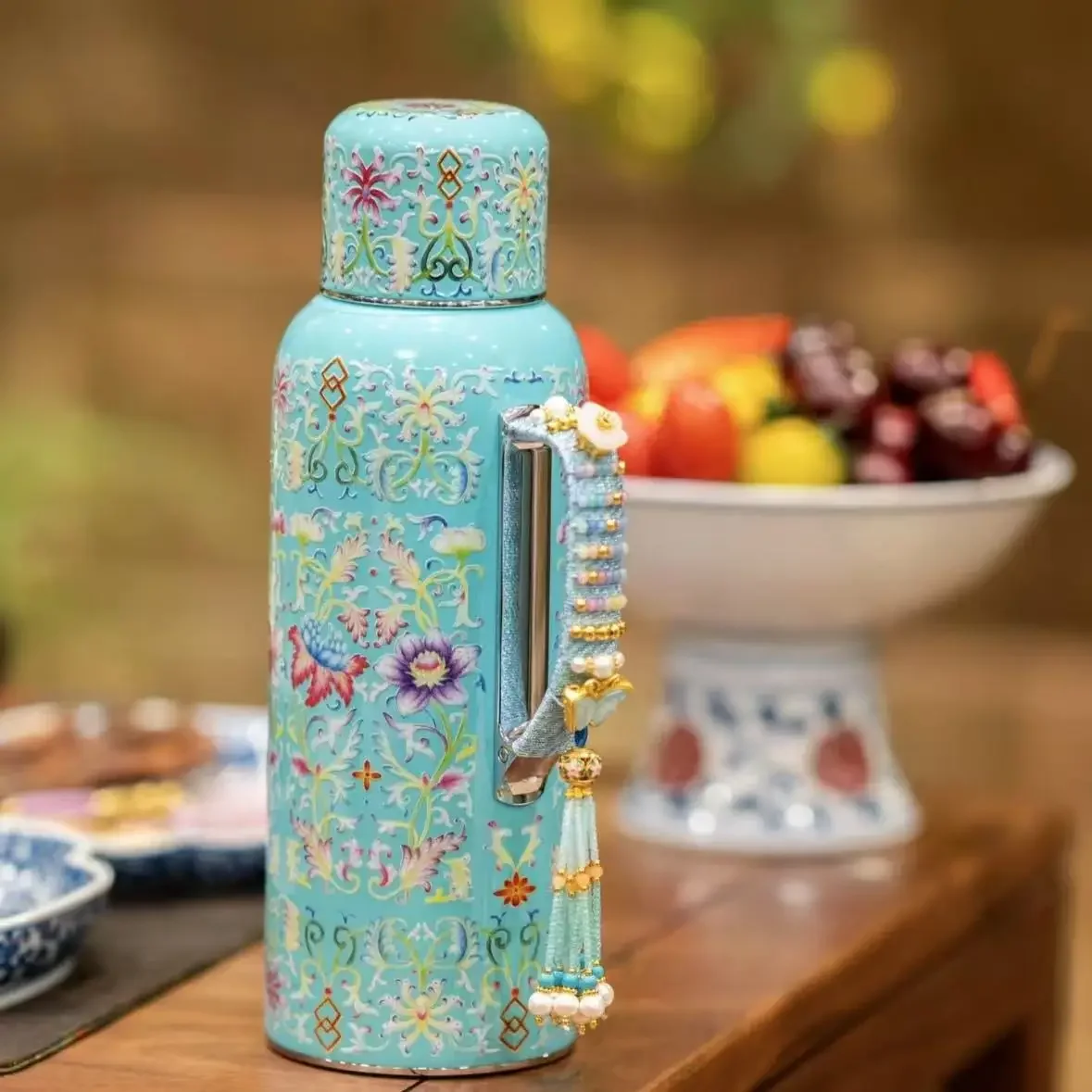Joint enamel color turquoise glaze color braised teapot portable thermal insulation pot portable