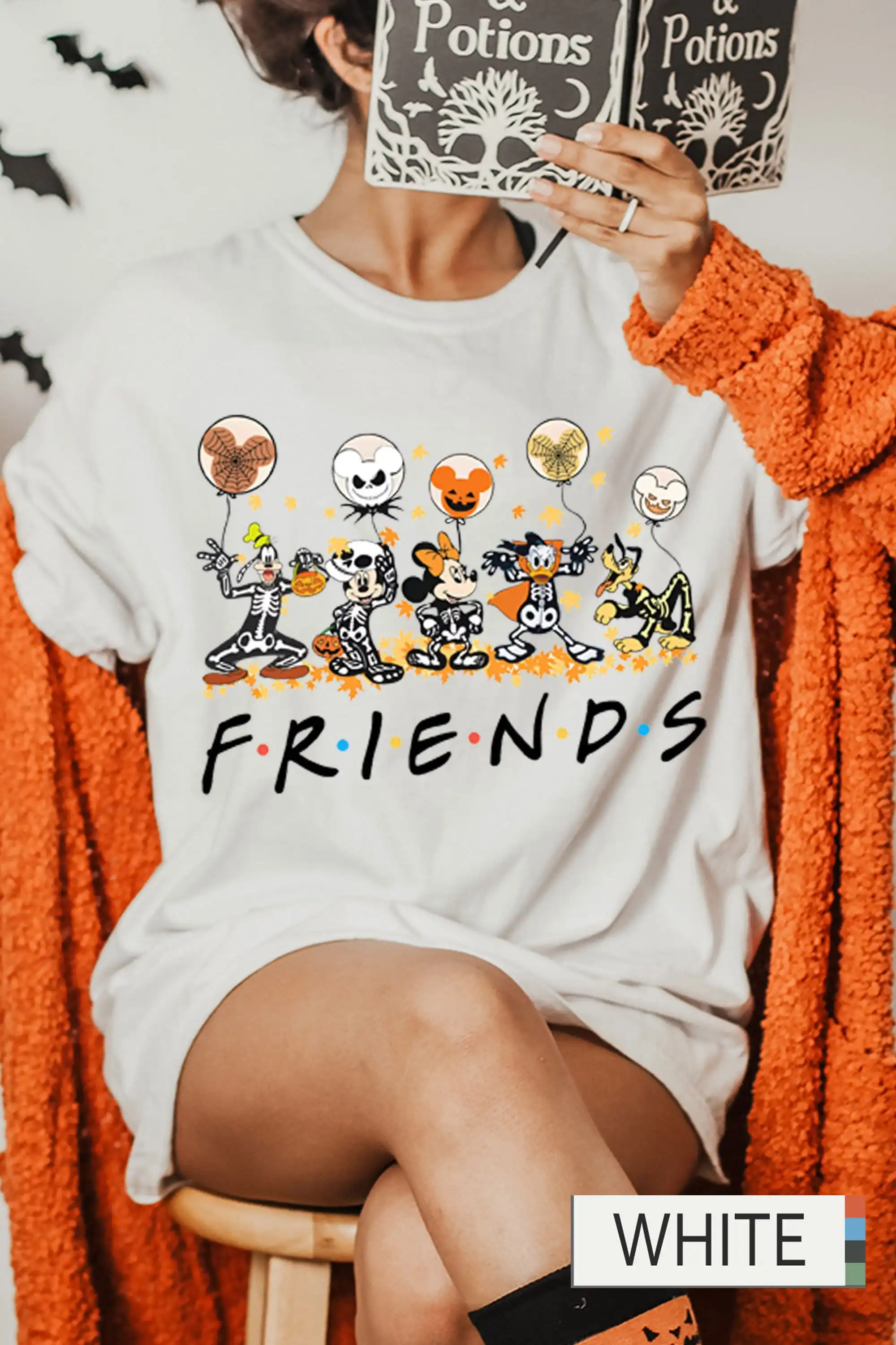 

Halloween Matching T Shirt Friends Skeleton Cartoon Party Spooky Season Comfort Colors