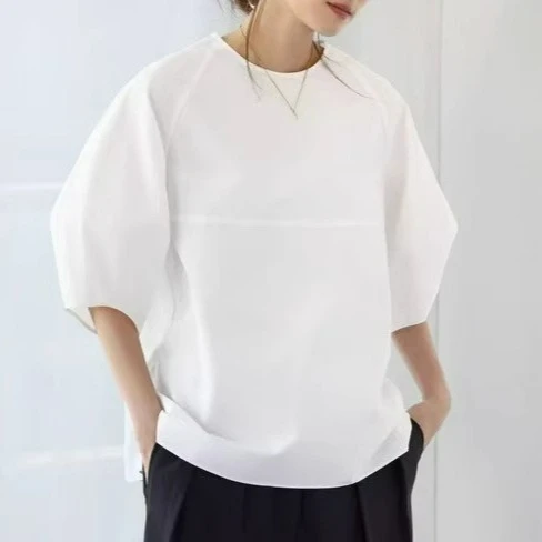 

2025 Summer Casual Short Sweet Puff Sleeve Shirt Tops for Women