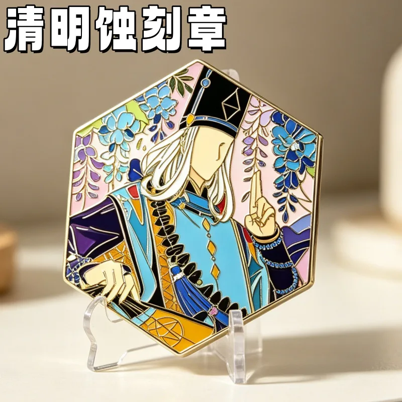 Senran Kagura Seimei Hexagon Enamel Pin Badge Fan Made Anime Game Brooch Bag Charm Collectible