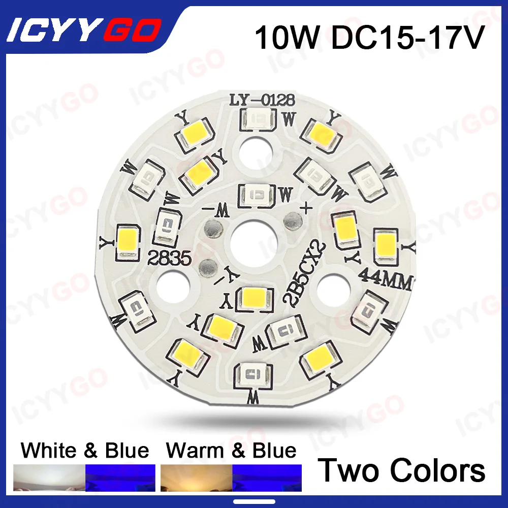 

10 PCB 5Wx2 PCB Light Source Panel, Warm & Blue, White & Blue, Two-Color SMD2835 LED Downlight DIY Chip DC15-17V LED Lamp Beads