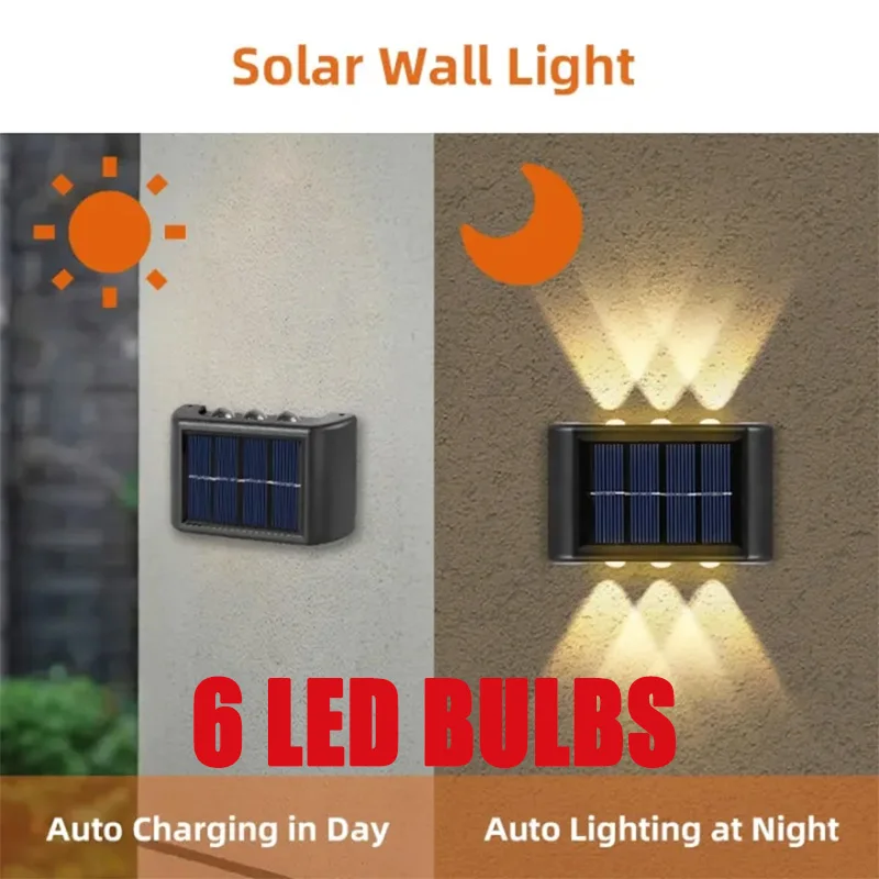 

External Solar Lights Solar Led Outdoor Lighting Garden Light IP65 Waterproof Villa Courtyard 6 LED BULBS 2/4/6/8/10/12 PCS Lamp