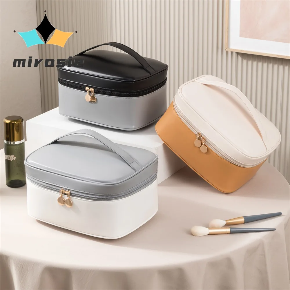 

MIROSIE-Large Capacity Makeup Organizer with Separate Compartments, Stylish Multi-functional PU Travel Toiletry Bag, Makeup Bag