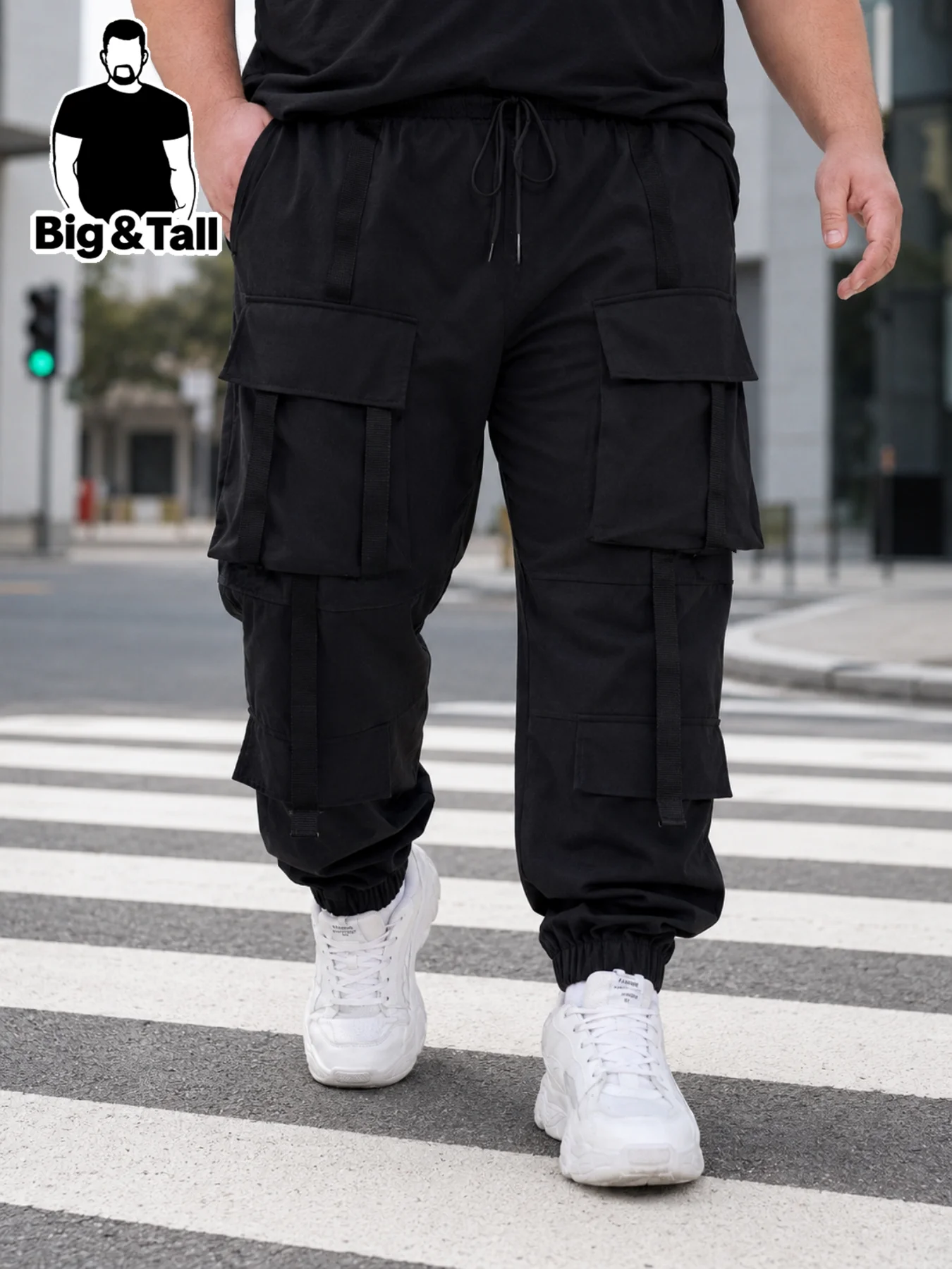 plus Size Men's Casual Loose Work Pants with Multiple Pockets for Daily Commuting Fitness Outdoor Hiking Street Style