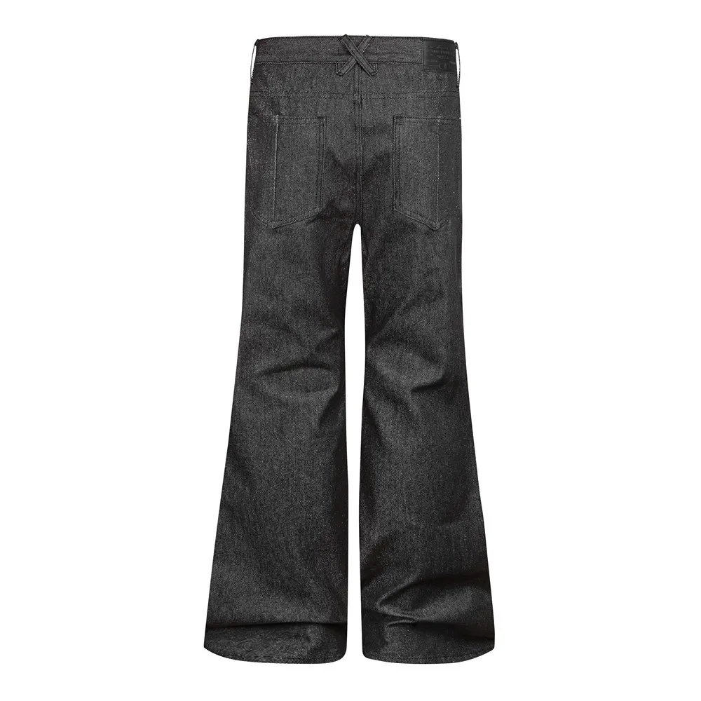 MWJLPWQ Men's Denim Slightly Flared Pants Buttoned Placket  Hippie Design Jeans Spring Autumn Casual Wide-Leg Trousers 21422