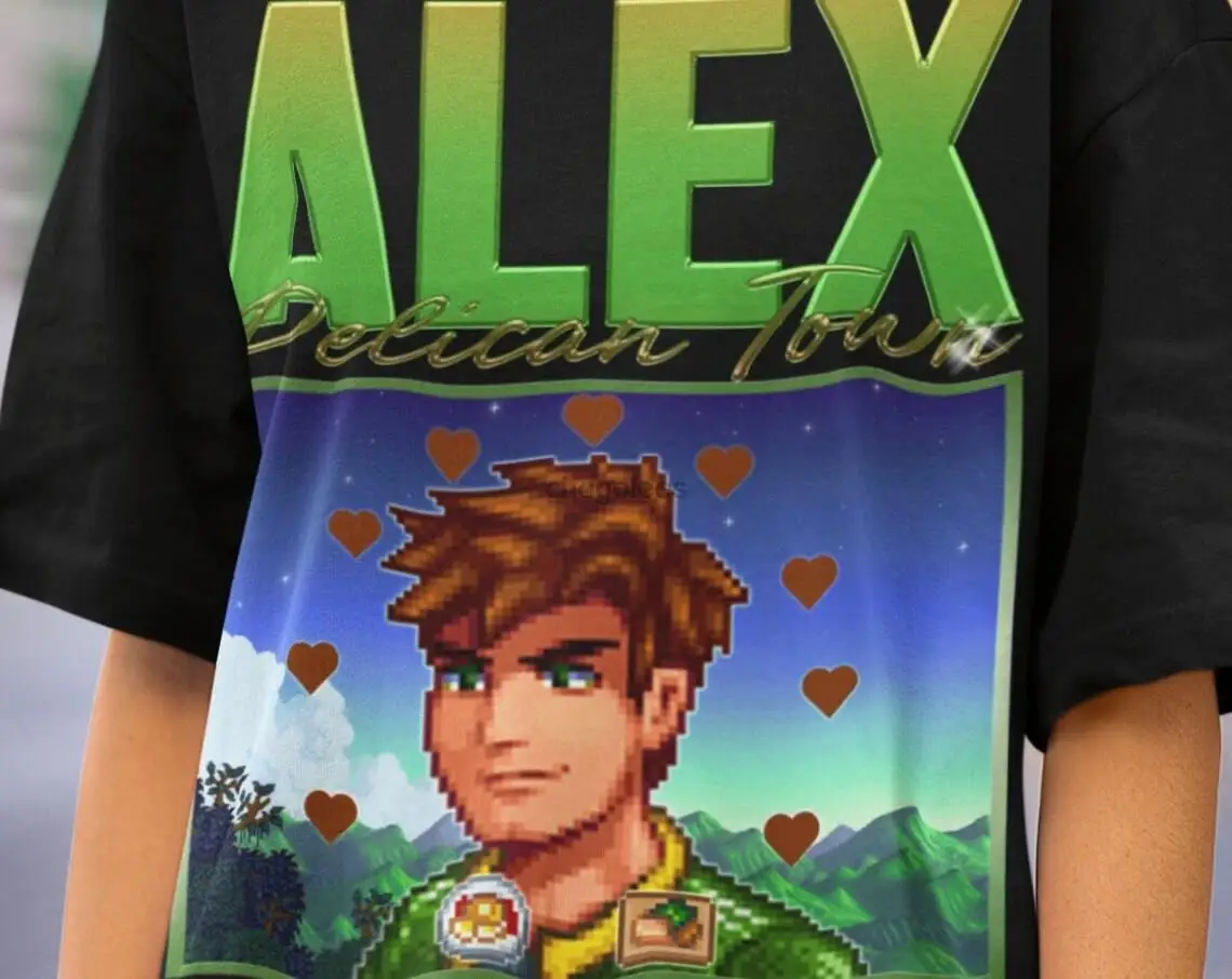 Stardew Valley Alex T-Shirt Stardew Valley Character Shirt Unisex Farming RPG Video Game Tee