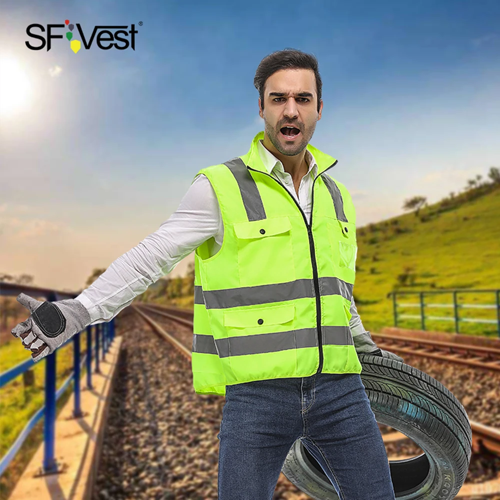 

High Visibility Reflective Safety Vest Reflective Vest Multi Pockets Workwear Security Working Clothes Day Night Waistcoat