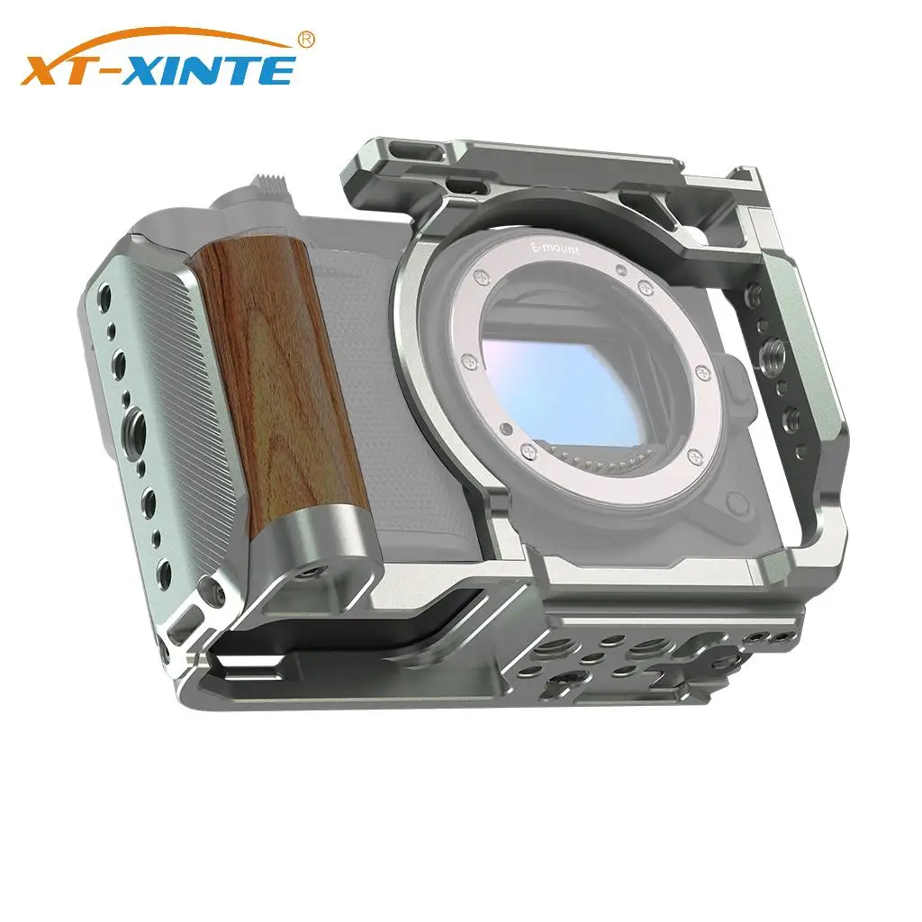 ZR Metal Camera Cage with Wooden Grip Locating Holes for Nikon ZR Mirrorless Camera Cold Shoe Mount Expansion Frame Accessories
