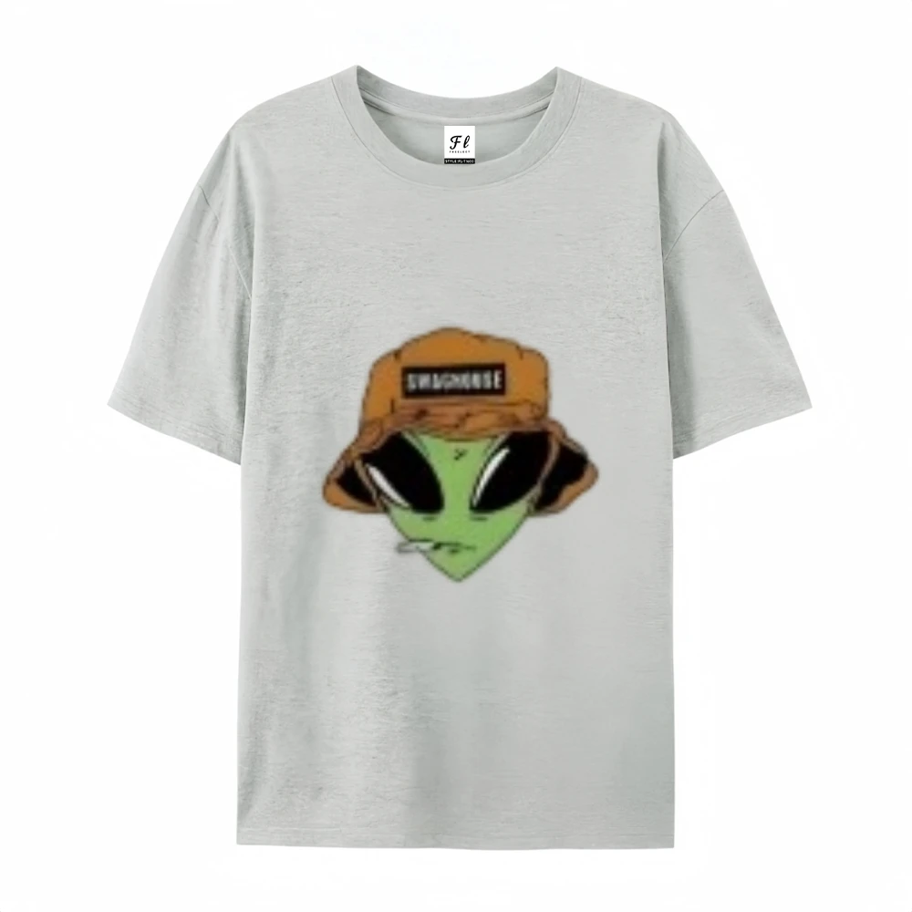 Camiseta masculina de manga curta de algodão puro harajuku y2k impressão solta casual topo respirável conforto na moda versátil undershirt