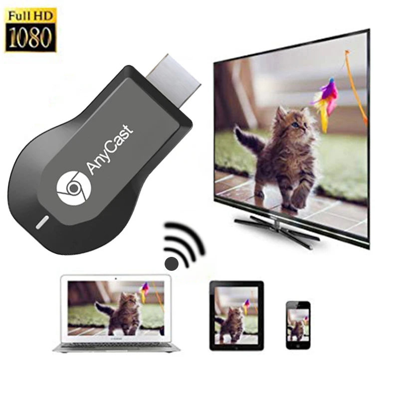 Clé TV M2 Plus sans fil compatible HDMI, 4K, 1080P, affichage WiFi, récepteur de dongle TV pour DLNA Airplay Miracast pour AnyCast pour IOS