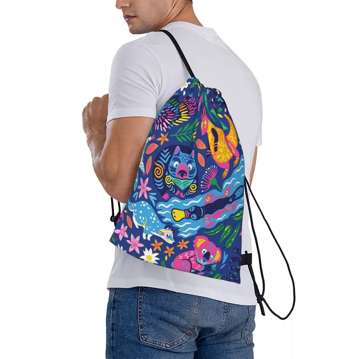 Mochilas decorativas de animales australianos, bolsas portátiles con cordón, paquete de cordón, bolsa deportiva de bolsillo, bolsa de libros para la escuela de viaje