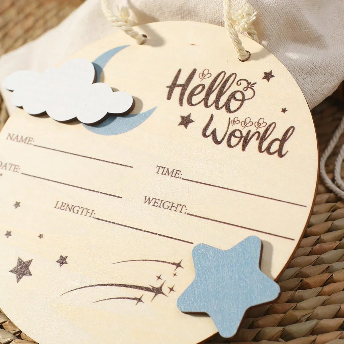 Wooden Newborn Baby Birth Anniversary Plaque Baby's First Memorial Decoration Suitable for Expectant Families Baby Shower Gifts