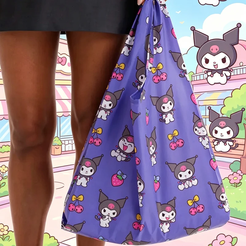

Hello Kittys Printing Large Capacity Fold Portable Tote Bag Kuromi Environmental Friendly Shopping Bags Shoulder Bag