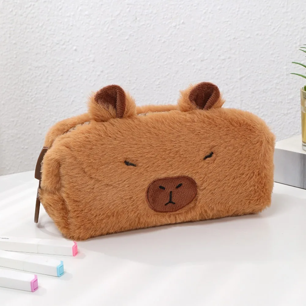 

Large Capacity Capybara Plush Pen Bag Animal Soft Capybara Plush Pencil Case Zipper Cute Capybara Plush Pencil Pouch School