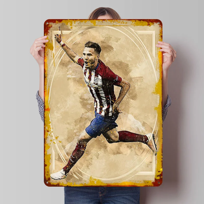 Saul Niguez Metallposter, individuelle Wandkunst, Retro-Vintage-Blechschilder für Männerhöhle, ästhetische Dekoration, Zimmer, Büro, Heimdekoration