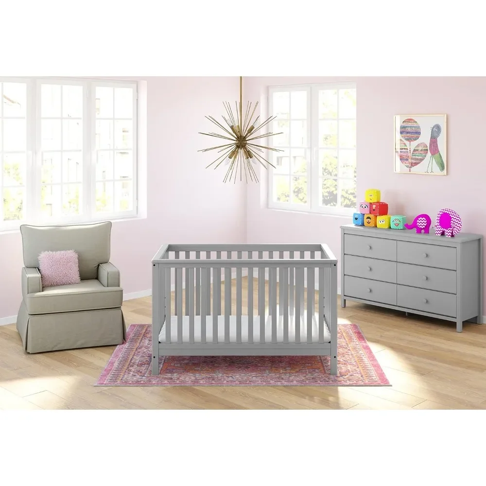 6 Drawer Double Dresser (Pebble Gray) – Dresser For Nursery, 6 Drawer Dresser, Kids Dresser