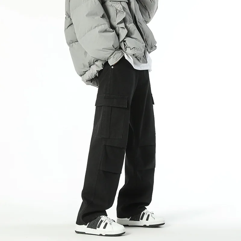 2025 autumn and winter new American high street retro work pants design trendy brand loose casual straight leg jeans for men