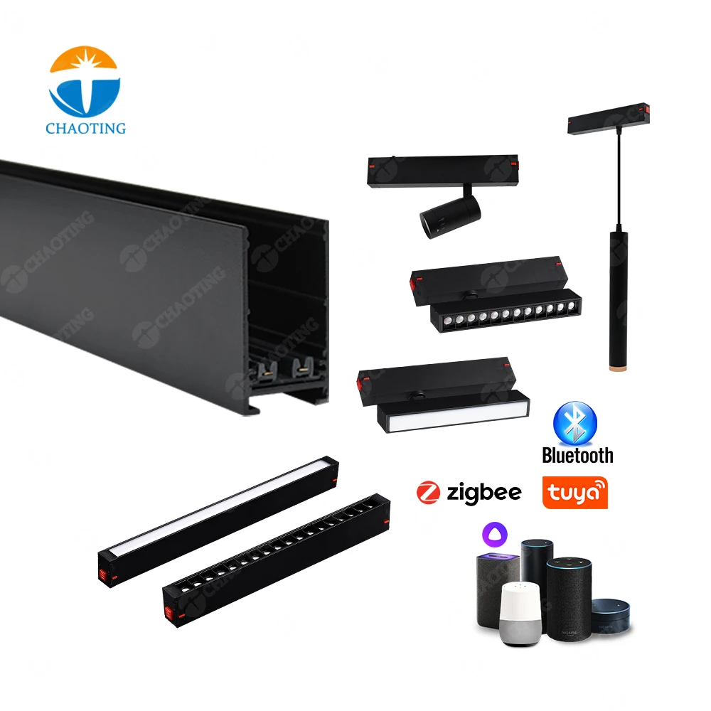 High Quality Without Main Magnet Rail Recessed Linear Spot Light Design Magnetic Smart APP Dimmable LED Track light