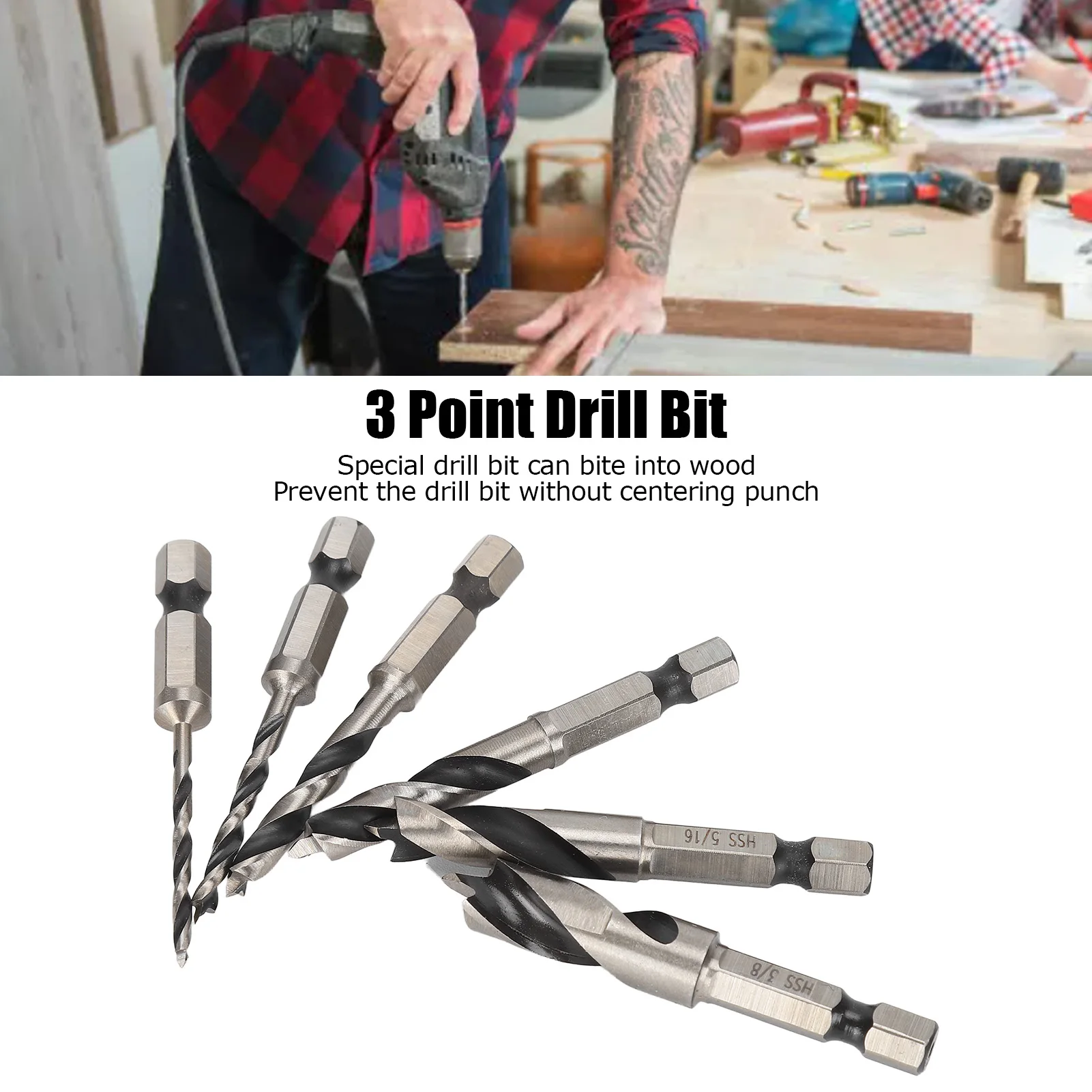 

3 Point Woodworking Drill 3 Point Drill Bit High Speed Steel Imperial Wood Drills Bits for Woodworking Maple