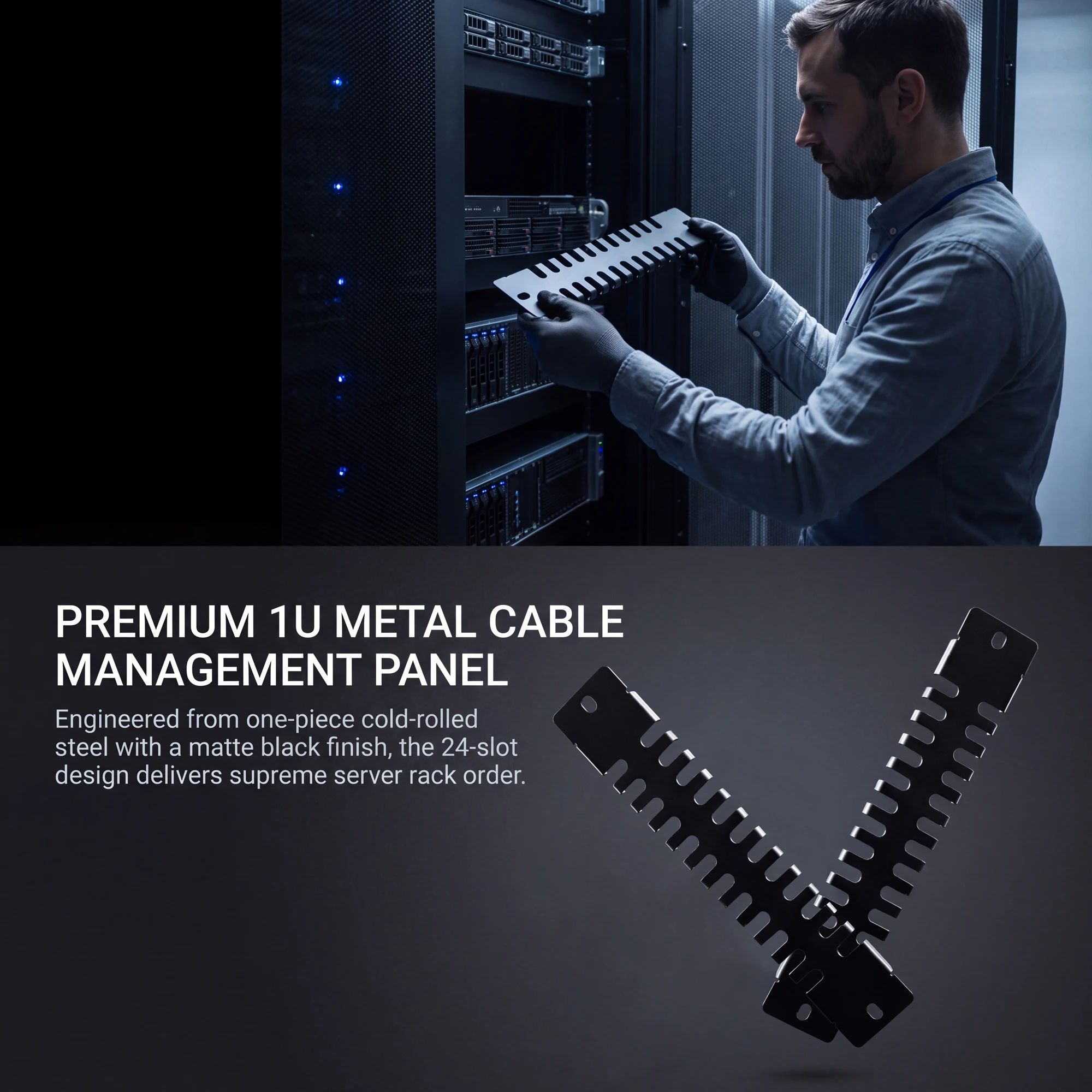 1/2/4/5/10PCS Double-Sided Fishbone Cable Organizer Panel 10 Inch Cold Rolled Steel Rack Cable Management Bracket Server Cabinet